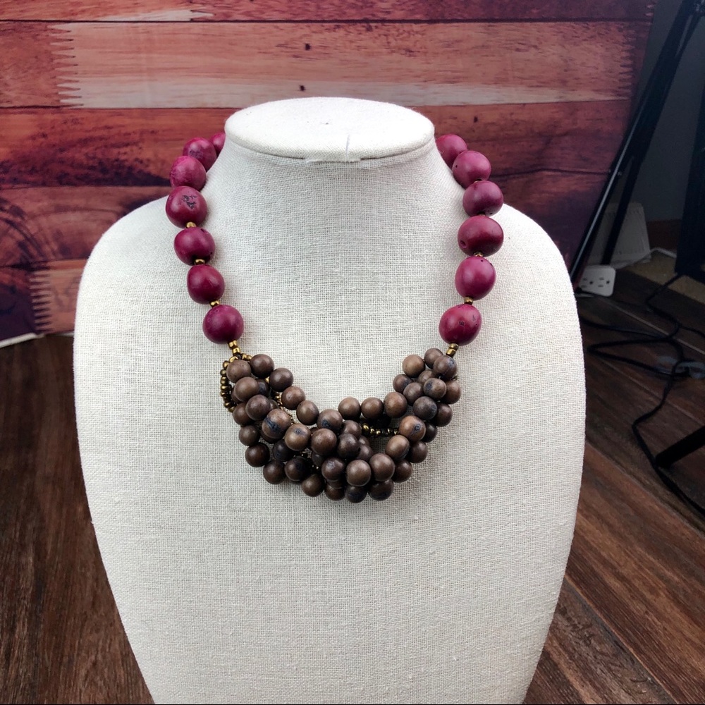 FINAL SALE:Knotted Cranberry & Brown Acai Necklace